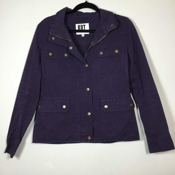 Kut from the Kloth Purple 100% Cotton Military Utility Gorpcore Jacket M Fall - Picture 1 of 7